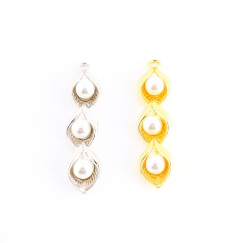 Brass Jewelry Pendants, with Plastic Pearl, plated, DIY 