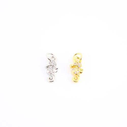 キュービックジルコニアマイクロパヴェブラスペンダント, 銅, タツノオトシゴ, メッキ, DIY & マイクロパヴェジルコニア, 無色 売り手 パソコン