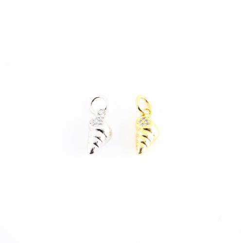 キュービックジルコニアマイクロパヴェブラスペンダント, 銅, 巻貝, メッキ, DIY & マイクロパヴェジルコニア, 無色 売り手 パソコン