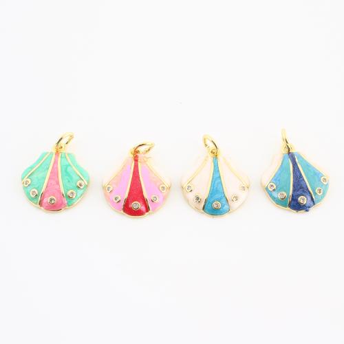 キュービックジルコニアマイクロパヴェブラスペンダント, 銅, 貝, メッキ, DIY & マイクロパヴェジルコニア & エナメル, 無色 売り手 パソコン