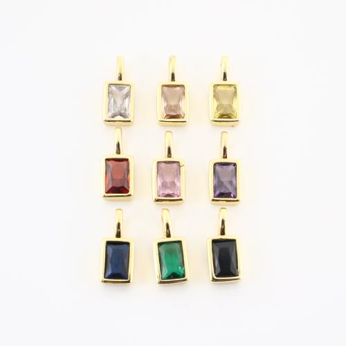 キュービックジルコニアマイクロパヴェブラスペンダント, 銅, 長方形, ゴールドメッキ, DIY & マイクロパヴェジルコニア, 無色 売り手 パソコン