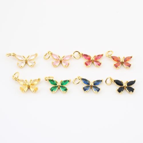 キュービックジルコニアマイクロパヴェブラスペンダント, 銅, 蝶, ゴールドメッキ, DIY & マイクロパヴェジルコニア, 無色 売り手 パソコン