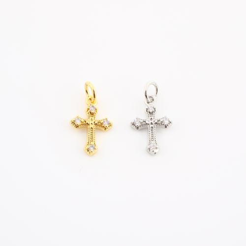 キュービックジルコニアマイクロパヴェブラスペンダント, 銅, クロス, メッキ, DIY & マイクロパヴェジルコニア, 無色 売り手 パソコン