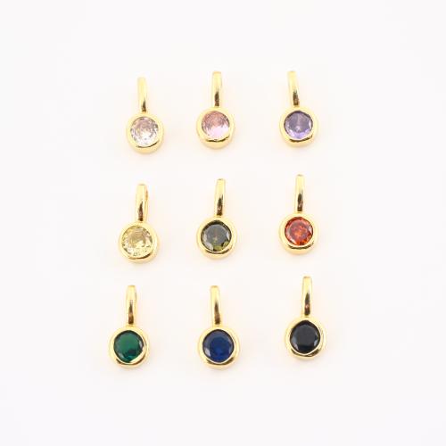 キュービックジルコニアマイクロパヴェブラスペンダント, 銅, ラウンド形, ゴールドメッキ, DIY & マイクロパヴェジルコニア, 無色 売り手 パソコン