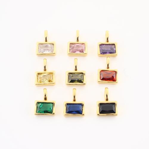 キュービックジルコニアマイクロパヴェブラスペンダント, 銅, 長方形, ゴールドメッキ, DIY & マイクロパヴェジルコニア, 無色 売り手 パソコン