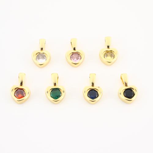 キュービックジルコニアマイクロパヴェブラスペンダント, 銅, ハート形, ゴールドメッキ, DIY & マイクロパヴェジルコニア, 無色 売り手 パソコン