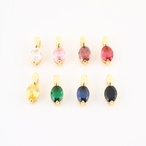 キュービックジルコニアマイクロパヴェブラスペンダント, 銅, 卵形, ゴールドメッキ, DIY & マイクロパヴェジルコニア, 無色 売り手 パソコン