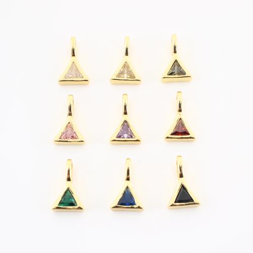 キュービックジルコニアマイクロパヴェブラスペンダント, 銅, 三角形, ゴールドメッキ, DIY & マイクロパヴェジルコニア, 無色 売り手 パソコン