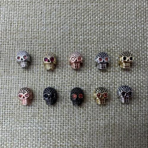真鍮のスペーサー・ビーズ, 銅, 骸骨, メッキ, DIY & マイクロパヴェジルコニア, 無色 穴:約 2mm, 10パソコン/ロト, 売り手 ロト