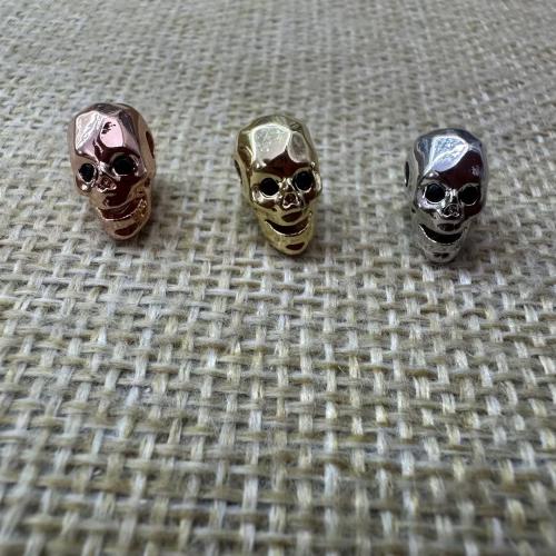 真鍮のスペーサー・ビーズ, 銅, 骸骨, メッキ, DIY & マイクロパヴェジルコニア, 無色 穴:約 2mm, 10パソコン/ロト, 売り手 ロト