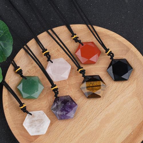 Gemstone Necklace, with Polyester Cord, Hexagram, polished & Unisex 