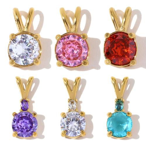 Cubic Zirconia Stainless Steel Pendant, 304 Stainless Steel, gold color plated, DIY & micro pave cubic zirconia 