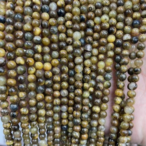 Бусины из одного камня, Питерсит, Круглая, полированный, DIY & разный размер для выбора, желтый, длина:Приблизительно 38 см, продается Strand