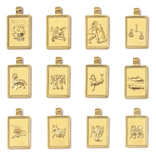 Stainless Steel Constellation Pendant, 304 Stainless Steel, 12 Signs of the Zodiac, gold color plated, DIY 