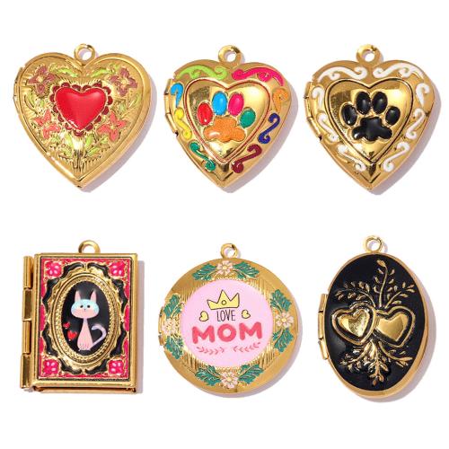 Enamel Stainless Steel Pendant, 304 Stainless Steel, gold color plated, DIY 