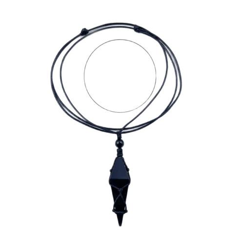 Obsidian Necklace, with PU Leather, Geometrical Pattern, fashion jewelry & Unisex 