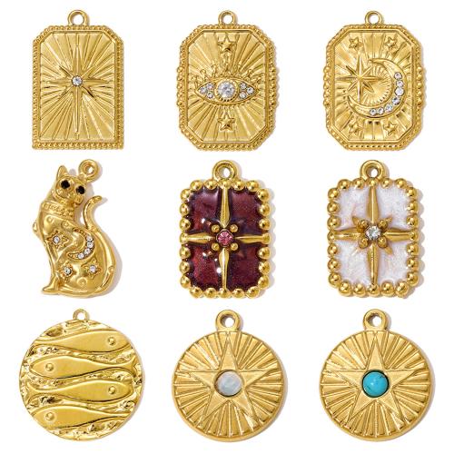 Pendentifs en acier inoxydable strass, Acier inoxydable 304, avec pierre gemme, Placage, DIY & styles différents pour le choix & émail & avec strass Vendu par sac