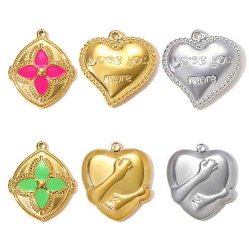 Stainless Steel Enamel Pendants, 304 Stainless Steel, plated, DIY 