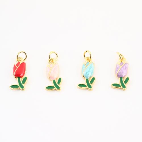 Pendentifs de Émail laiton , fleur, Placage de couleur d'or, DIY & émail, plus de couleurs à choisir Vendu par PC
