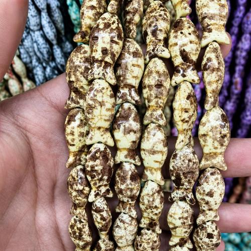 合成のターコイズ ビーズ, 合成トルコ石, 魚, DIY, 無色 長さ:約 38 センチ, 売り手 ストランド