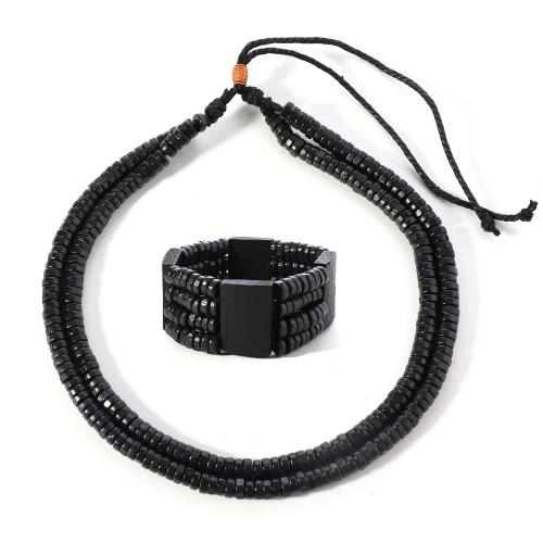 bois Collier et bracelet, avec corde de cire, vernis au four, Vintage & styles différents pour le choix & pour homme, Vendu par PC