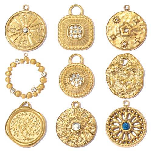 Pendentifs en acier inoxydable strass, Acier inoxydable 304, Placage de couleur d'or, DIY & styles différents pour le choix & avec strass Vendu par sac