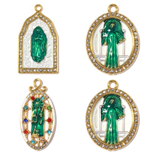 Edelstahl-Saint-Anhänger, 304 Edelstahl, plattiert, DIY & verschiedene Stile für Wahl & Emaille & mit Strass, 3PCs/Tasche, verkauft von Tasche