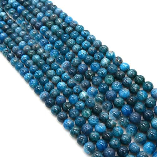 Apatit Perlen, Apatite, rund, DIY & verschiedene Größen vorhanden, blau, Länge:ca. 38 cm, verkauft von Strang