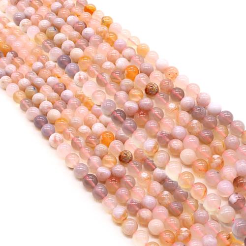 Abalorios de Ágata, White Cherry Blossom Agate, Esférico, Bricolaje & diverso tamaño para la opción, longitud:aproximado 38 cm, Vendido por Sarta