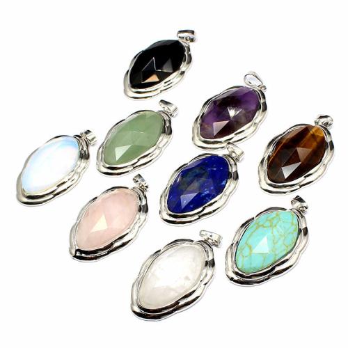 Colgantes semi piedras preciosas de la aleación de Zinc, con aleación de zinc, chapado, Bricolaje & diferentes materiales para la opción & facetas, 26x42mm, Vendido por UD