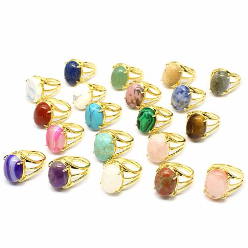 Piedras preciosas Anillo de dedo Cuff, con aleación de zinc, Óvalo, diferentes materiales para la opción & para mujer, gemstone size 13x18mm, Vendido por UD
