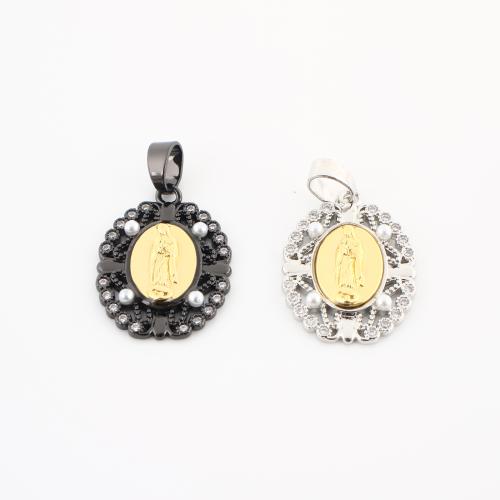 Colgante de Micro Pavé de Zirconía Cúbica, metal, con Perlas plásticas, Óvalo, chapado, Bricolaje & micro arcilla de zirconia cúbica, más colores para la opción, 28x17x3mm, Vendido por UD
