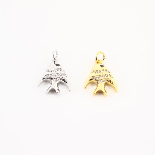 Colgante de Micro Pavé de Zirconía Cúbica, metal, Pez, chapado, Bricolaje & micro arcilla de zirconia cúbica, más colores para la opción, 20x13x3mm, Vendido por UD