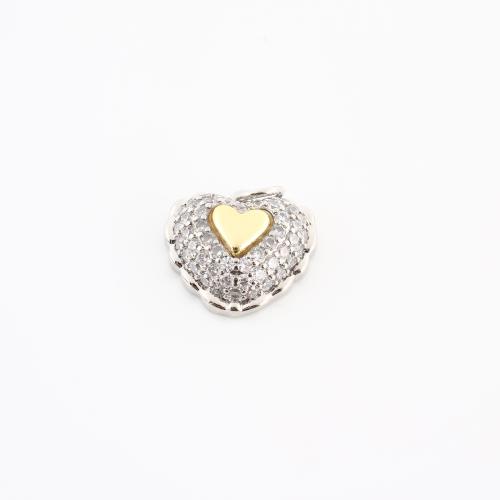 Colgante de Micro Pavé de Zirconía Cúbica, metal, Corazón, chapado, Bricolaje & micro arcilla de zirconia cúbica, 20x18x7mm, Vendido por UD