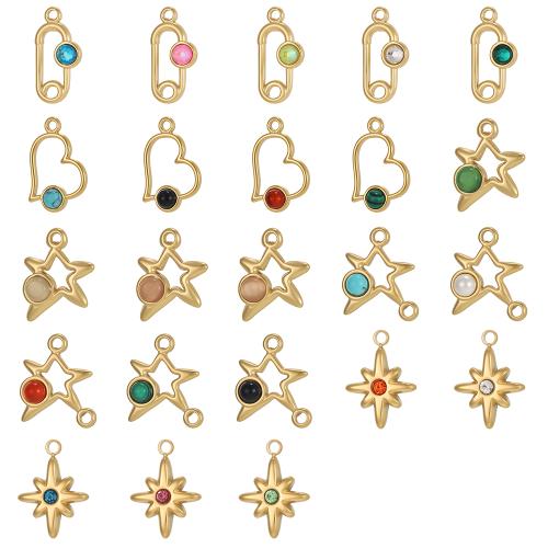 Stainless Steel Pendants, 304 Stainless Steel, plated, DIY & with rhinestone 