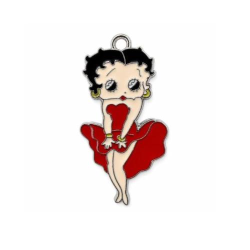 Character Shaped Zinc Alloy Pendants, Girl, enamel, 40.7*20.6*1.5mm Approx 2.2mm [