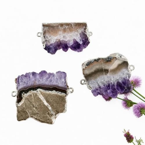 Ágata natural Druzy Conector, Bricolaje, connector size 22-32*35-45mm, Vendido por UD