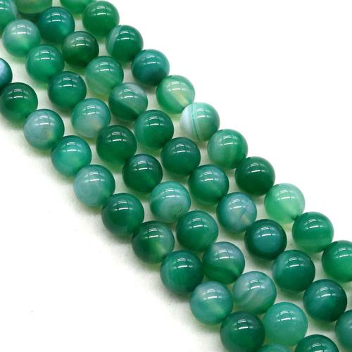 Natural Green Agate Beads, Round, DIY Approx 38 cm 