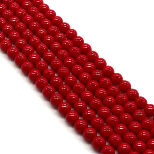Plaqué Perles de verre, Rond, DIY & normes différentes pour le choix, rouge Environ 38 cm, Vendu par brin