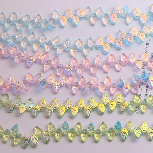 Plaqué Perles de verre, feuille, Placage, DIY, plus de couleurs à choisir Environ Vendu par brin
