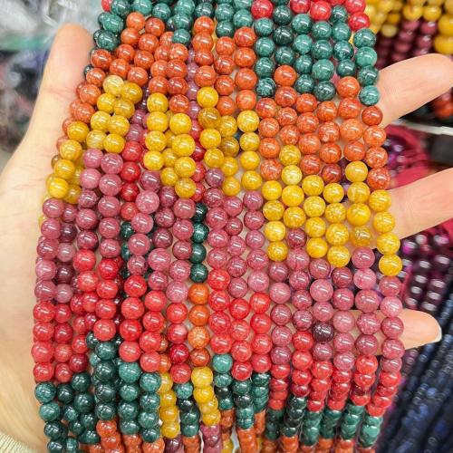 Single Gemstone Beads, Chalcedony, Round, polished, DIY multi-colored 