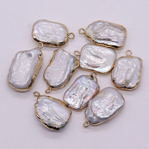 Colgantes de perlas de agua dulce, Perlas cultivadas de agua dulce, Rectángular, chapado en color dorado, Bricolaje, pendant size 15-30mm, Vendido por UD
