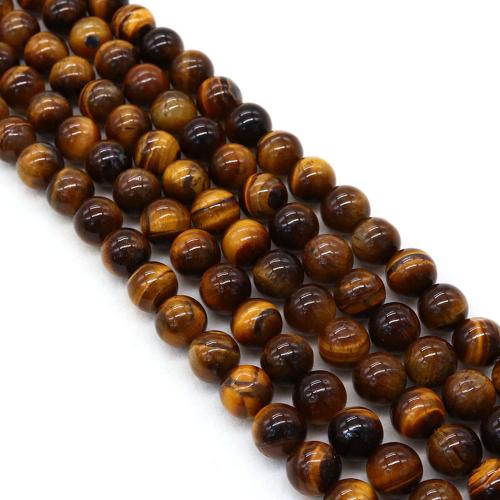 Perles d'Oeil de tigre, Rond, DIY & normes différentes pour le choix, Jaune, Vendu par brin