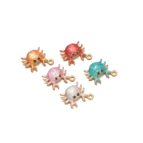 Stainless Steel Enamel Pendants, 304 Stainless Steel, Crab, gold color plated, DIY 