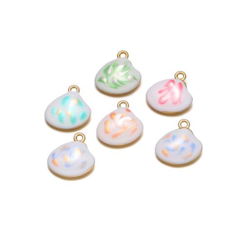 Stainless Steel Enamel Pendants, 304 Stainless Steel, Shell, gold color plated, DIY 