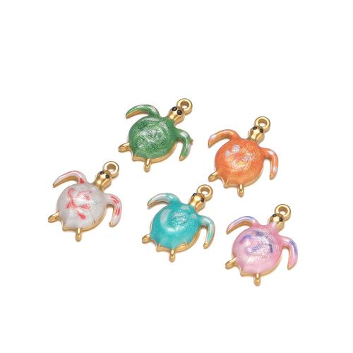 Stainless Steel Enamel Pendants, 304 Stainless Steel, Turtle, gold color plated, DIY 