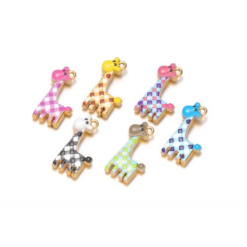 Stainless Steel Enamel Pendants, 304 Stainless Steel, Giraffe, gold color plated, DIY 