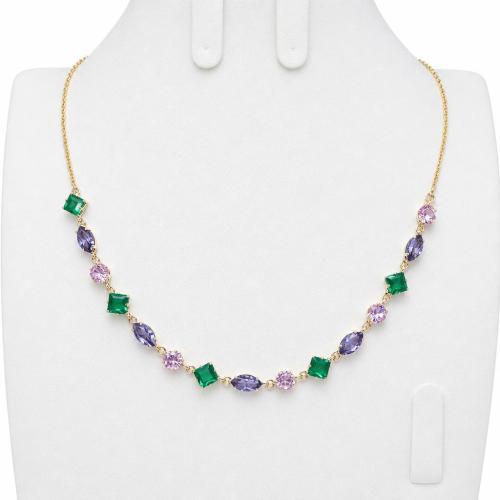 alliage de zinc collier, Motif géométrique, Placage, pour femme & avec strass, plus de couleurs à choisir Environ 45 cm, Vendu par PC