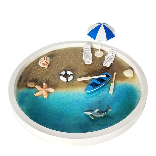 Resin Zen Sandbox Ornament, ocean design & DIY, 240mm 