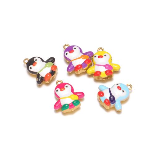 Stainless Steel Enamel Pendants, 304 Stainless Steel, Penguin, gold color plated, DIY 